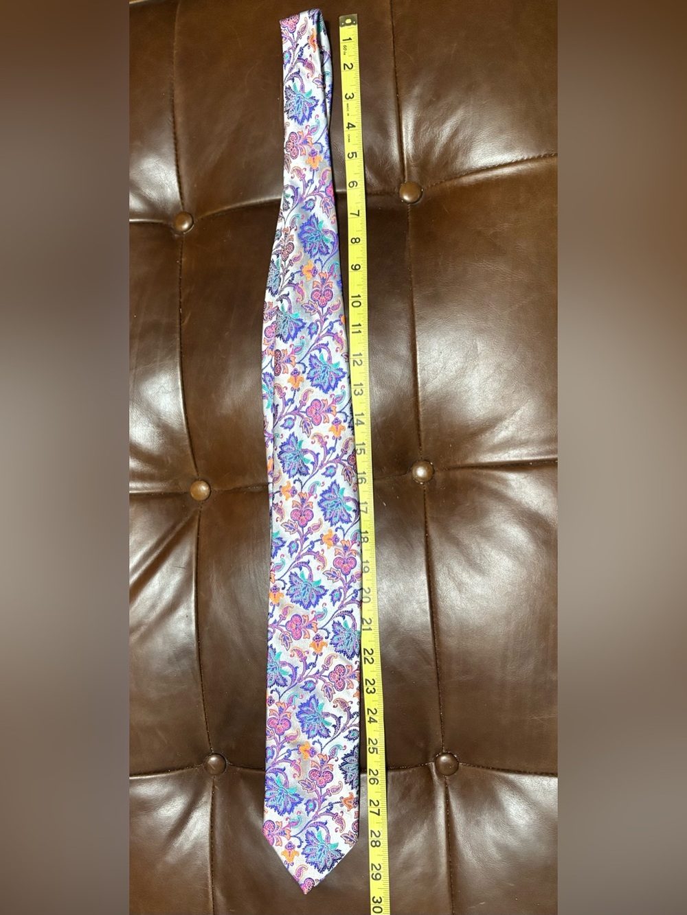 Paul Fredrick Floral Paisley Silk Tie in Purple & Pink
